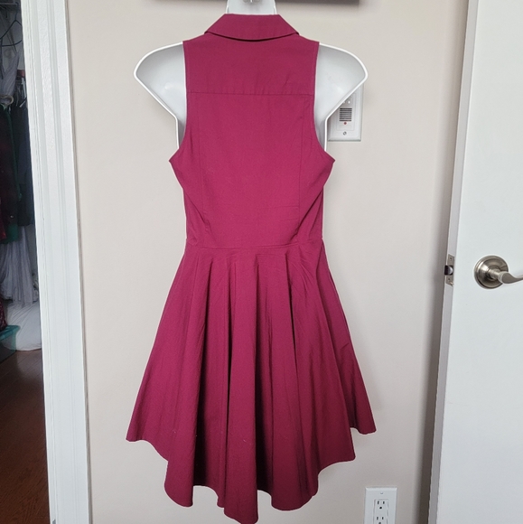 Magenta Business Dress Polo with Flowy Skirt S - Picture 3 of 6